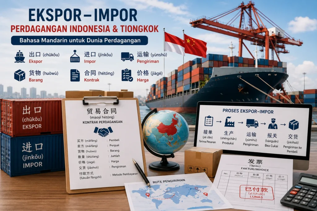 Istilah Bahasa Mandarin untuk ekspor impor dan perdagangan Indonesia Tiongkok