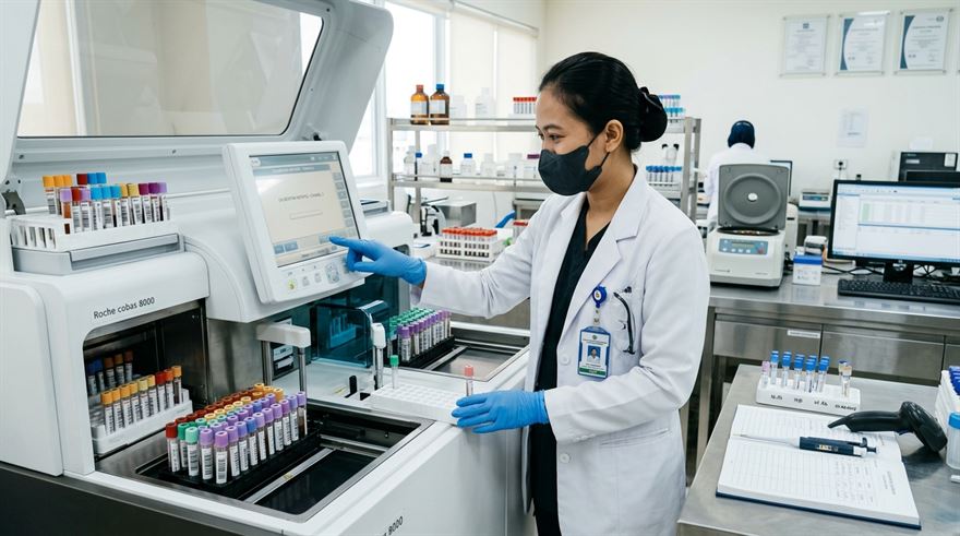 Pemeriksaan darah dan uji sampel di laboratorium klinik modern Kota Padang